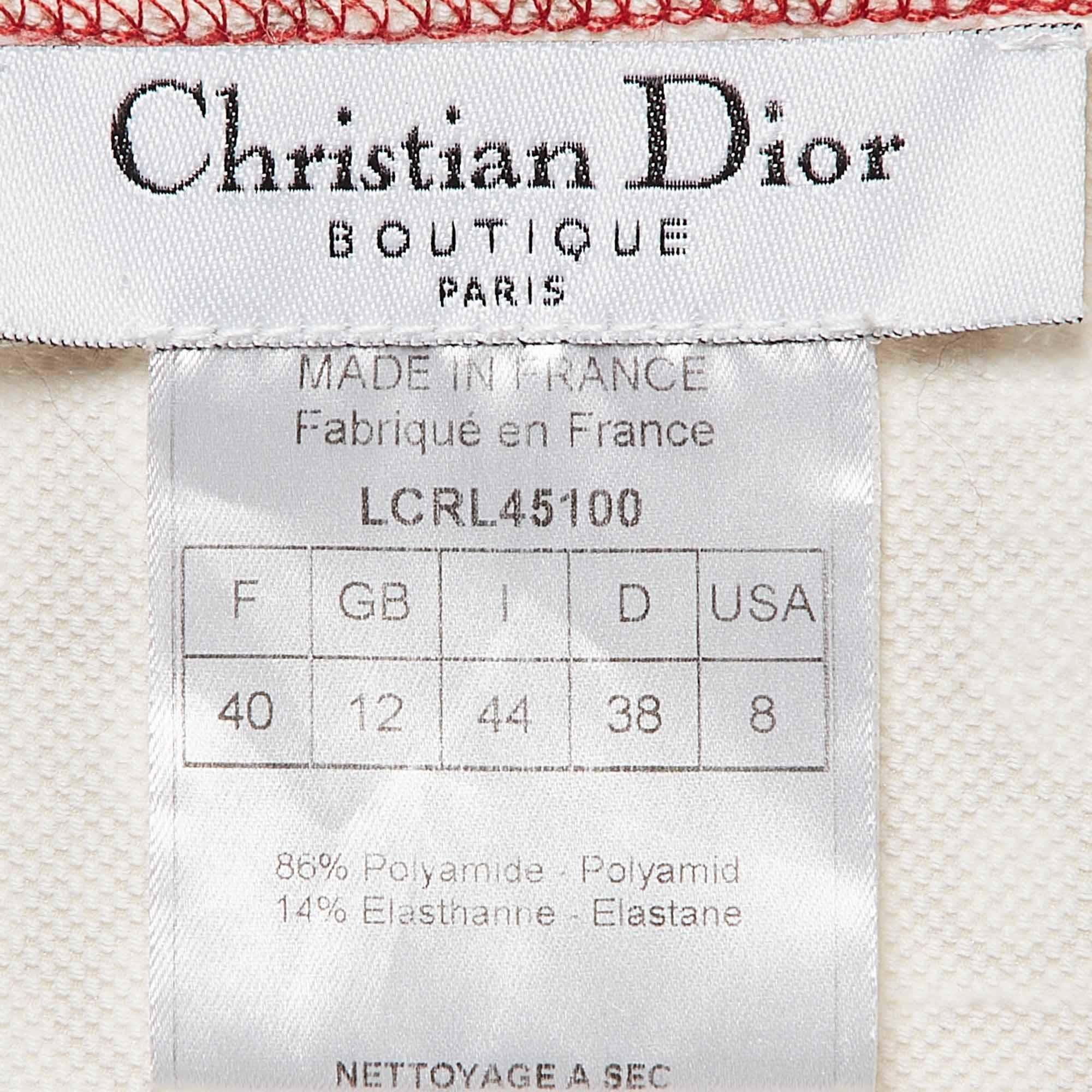 Christian Dior Boutique Beige Monogram Knit Long Sleeve Top M 2