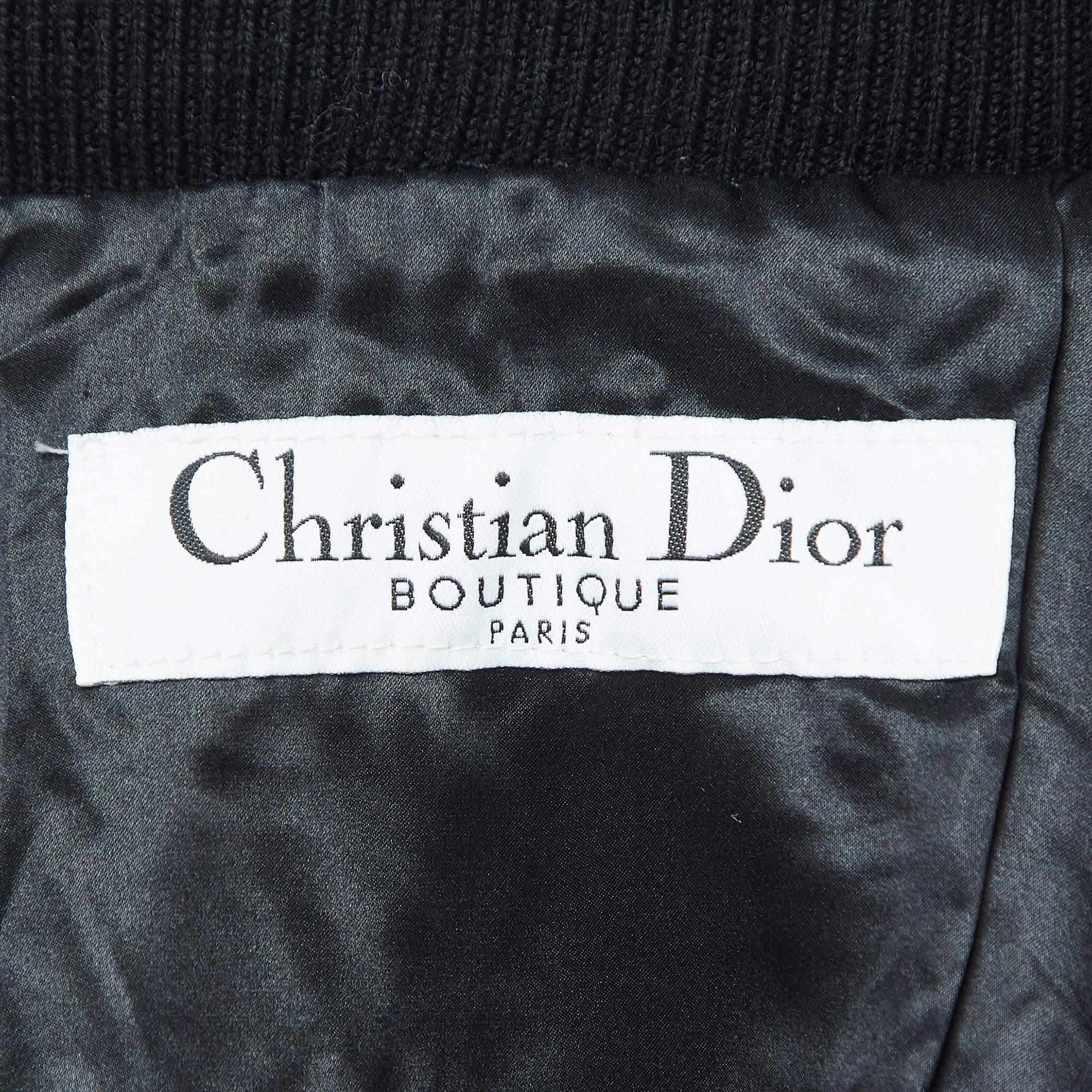 Women's Christian Dior Boutique Black Fur and Leather Sleeveless Zipper Jacket M For Sale