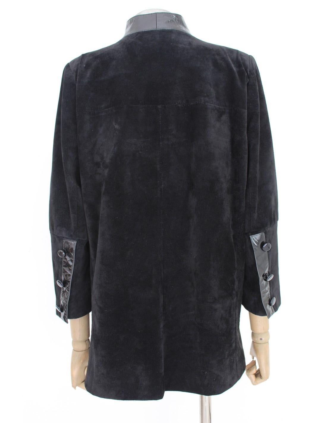 Christian Dior Boutique Black Suede Skirt Suit 1980s 1