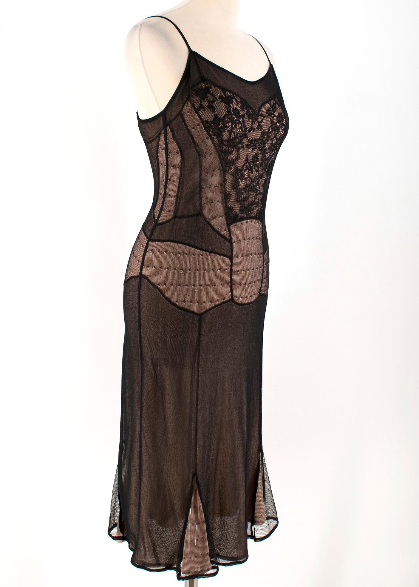 Christian Dior Boutique Black & Nude Laced Dress 

- Black & Nude Dress
- Laced overlay with intricate floral detailing 
- Soft U-neckline 
- Spaghetti straps 
- Nude lining 

Please note, these items are pre-owned and may show some signs of