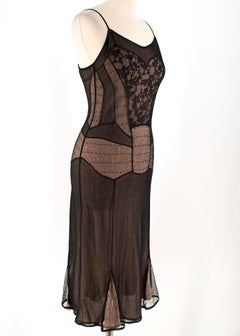 Christian Dior Boutique Black & Nude Lace Dress - Size L