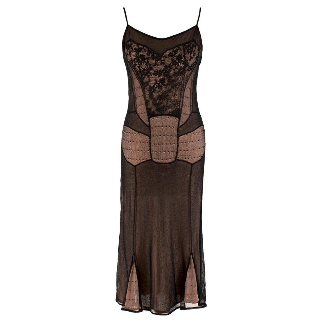 Christian Dior Boutique Black & Nude Lace Dress - Size L