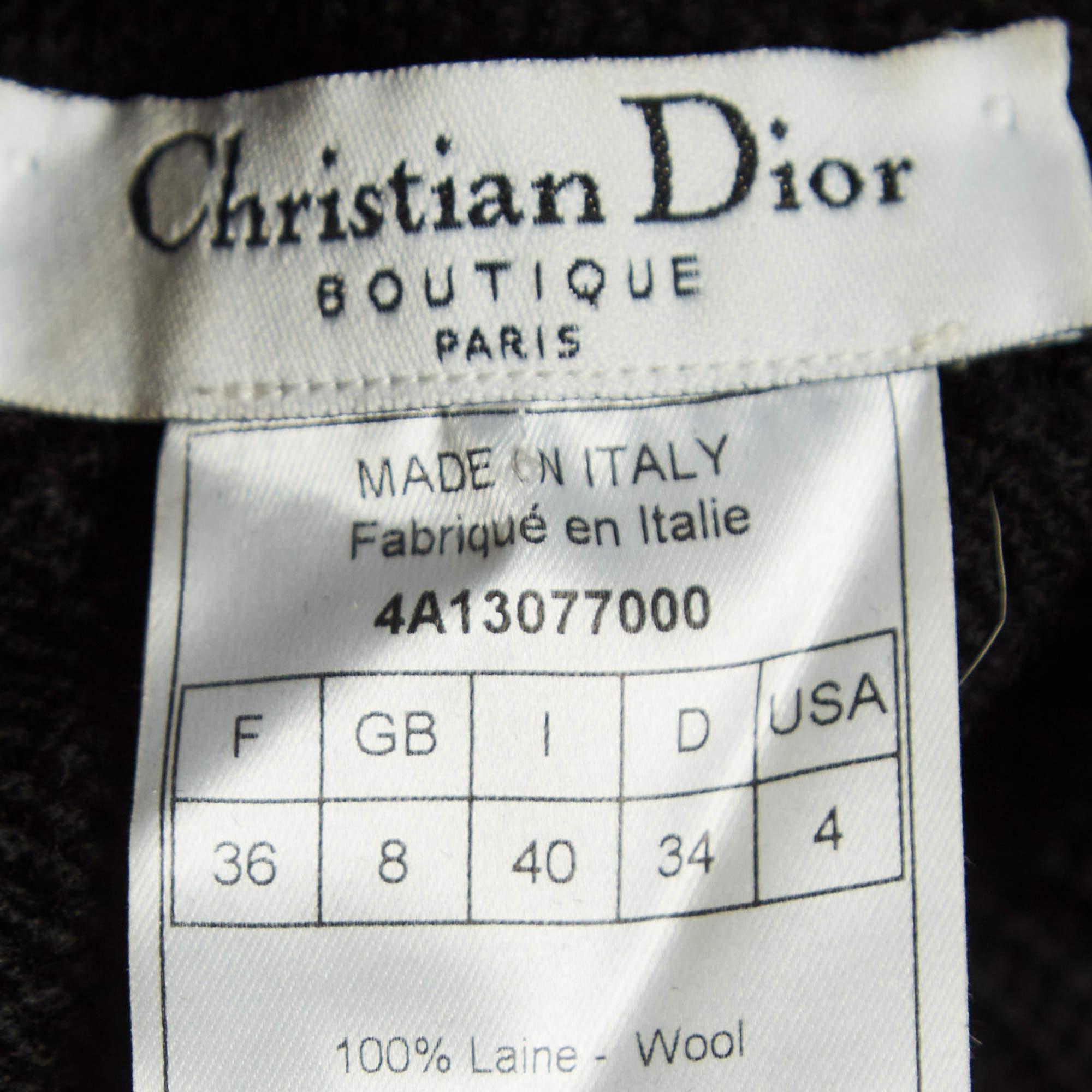 Christian Dior Boutique Black Pointelle Knit Wool Zipper Vest S In Good Condition In Dubai, Al Qouz 2