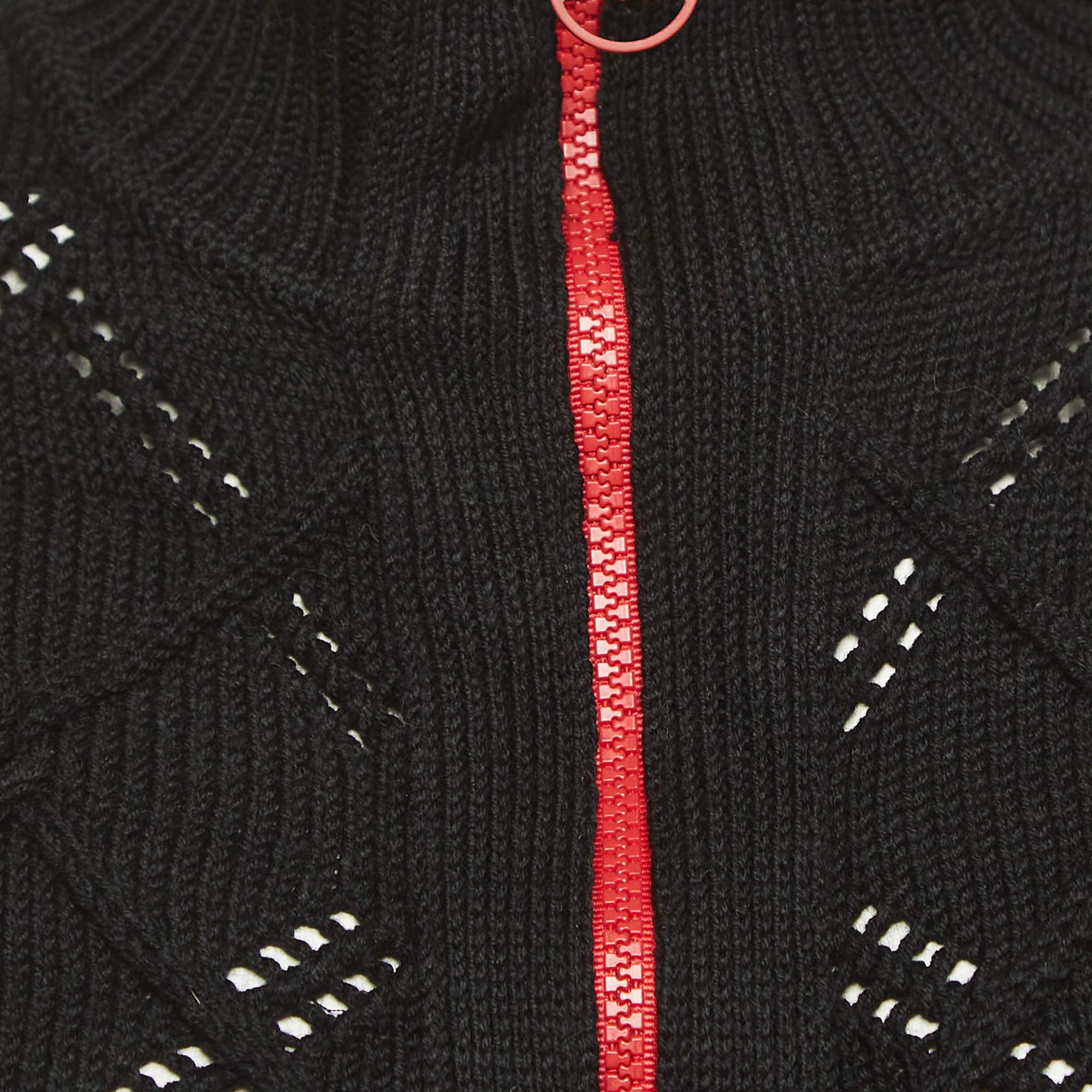 Women's Christian Dior Boutique Black Pointelle Knit Wool Zipper Vest S