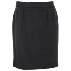 Christian Dior Boutique Black Wool Evening Sheath Short Skirt 1980s 