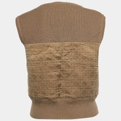 Christian Dior Boutique Brown Cotton and Silk Sleeveless Cropped Jacket M