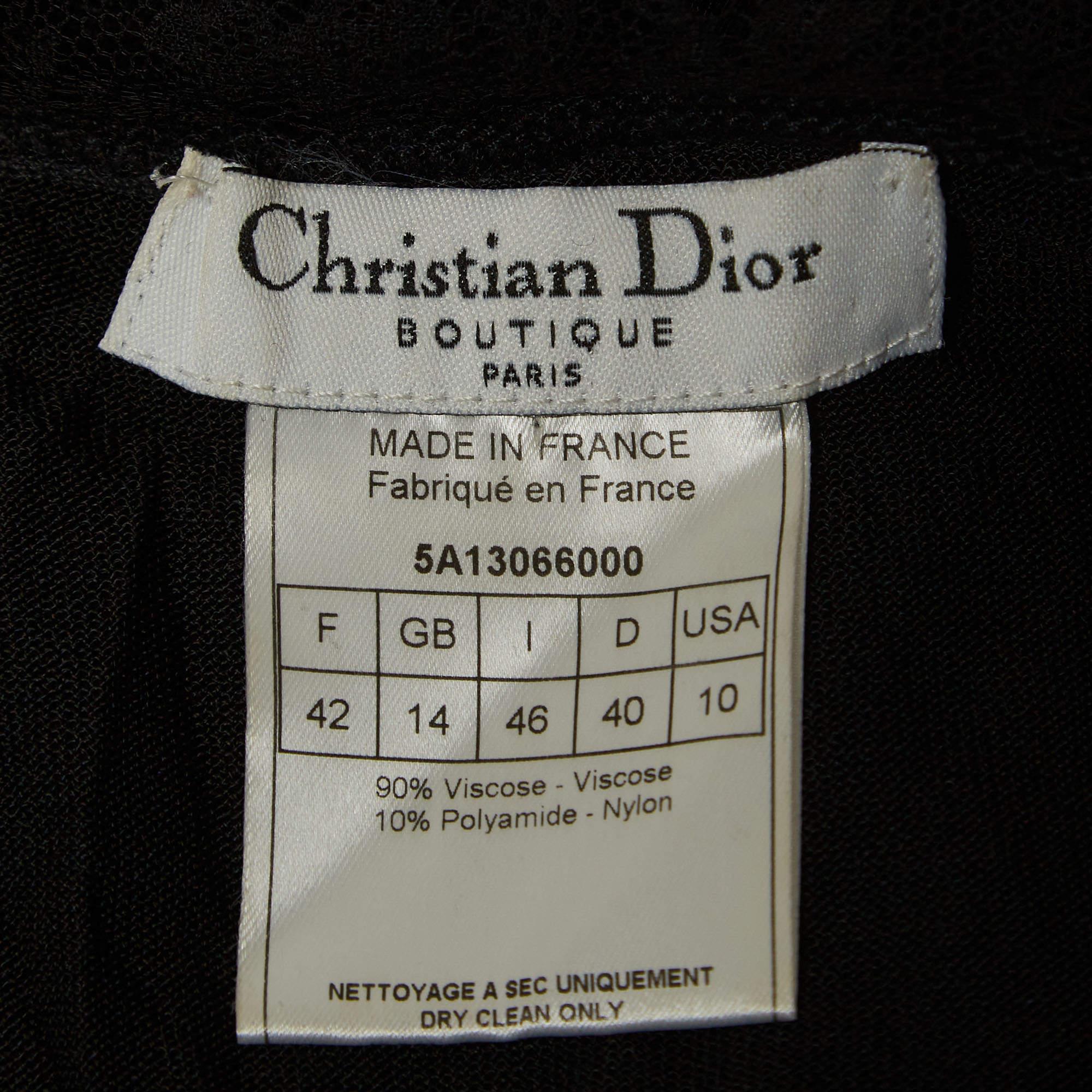 Christian Dior Boutique by John Galliano Black Sheer Lace Midi Dress L 1