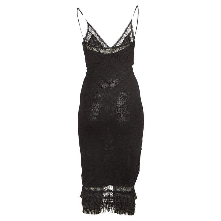 Christian Dior Boutique by John Galliano Black Sheer Lace Midi Dress L at  1stDibs