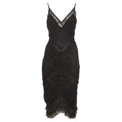 Christian Dior Boutique by John Galliano Black Sheer Lace Midi Dress L