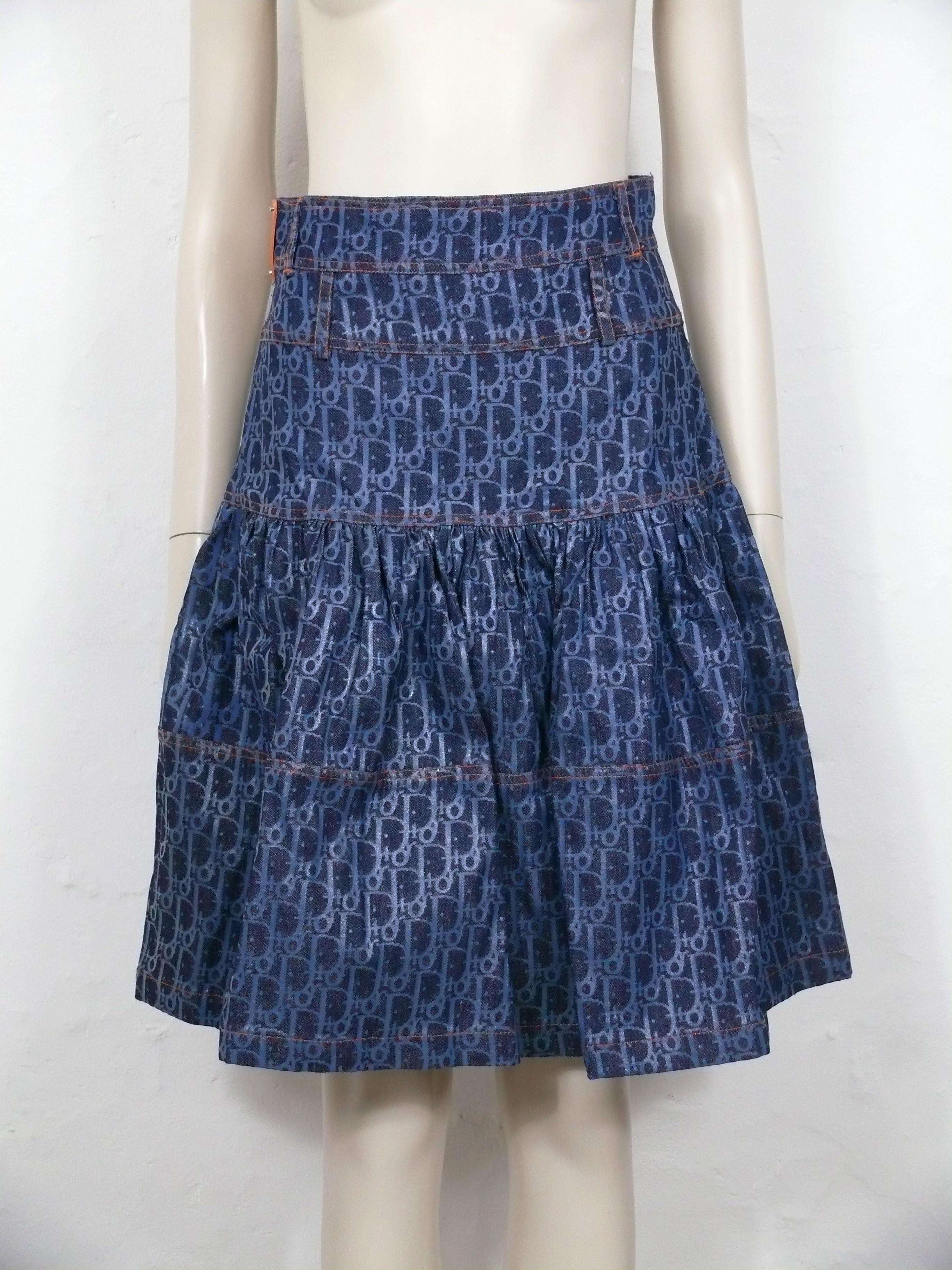 Christian Dior Boutique by John Galliano jupe vintage en jean trompette taille US 6 Pour femmes en vente