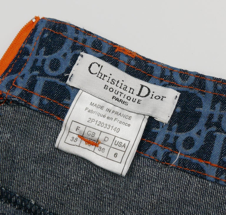 Christian Dior Boutique by John Galliano Vintage Trotter Denim Skirt US Size 6 For Sale 4