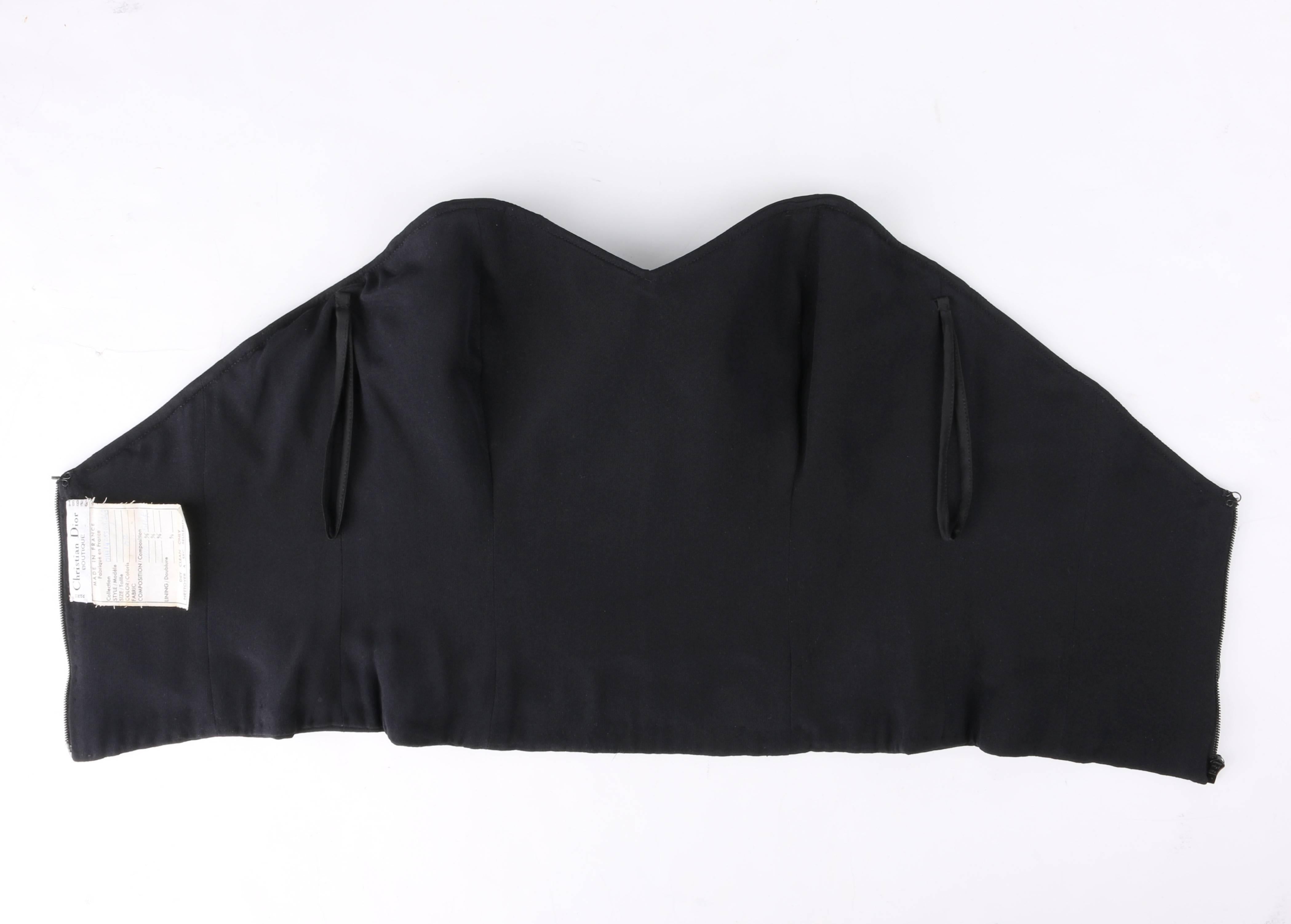 CHRISTIAN DIOR Boutique c.1990s Haute Couture Numbered Black Silk Sequin Bustier For Sale 1