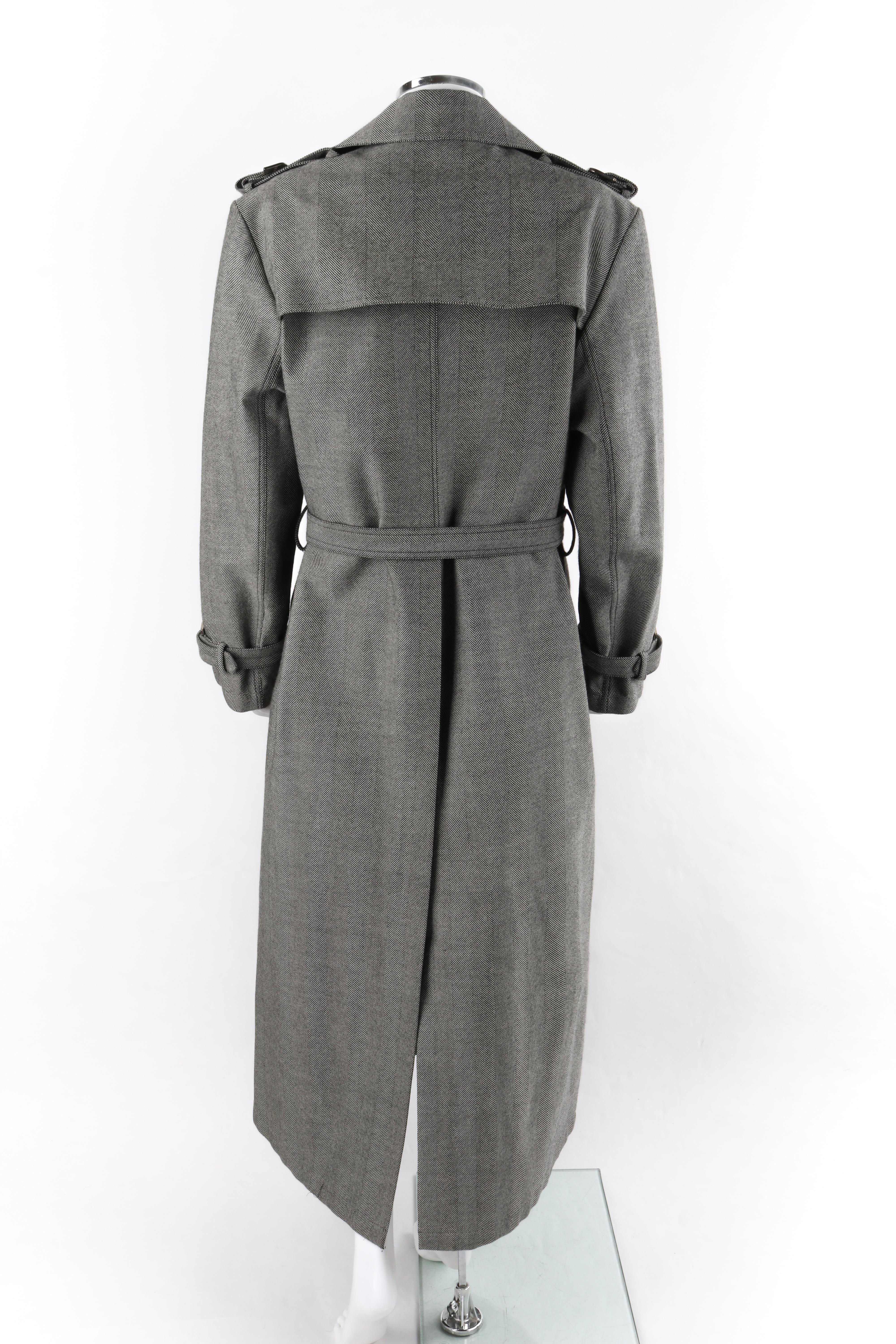 Women's CHRISTIAN DIOR Boutique c.2000’s Herringbone Double Breasted Belted Trench Coat