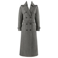 CHRISTIAN DIOR Boutique c.2000’s Herringbone Double Breasted Belted Trench Coat