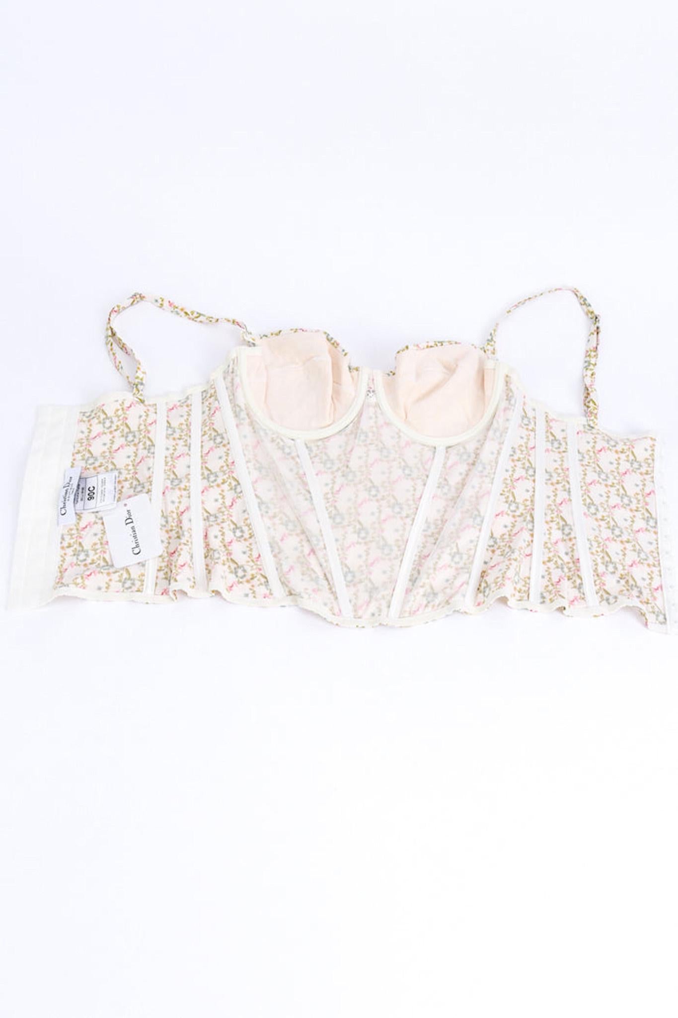 Christian Dior Boutique Floral Print Bustier (S/M) For Sale 1