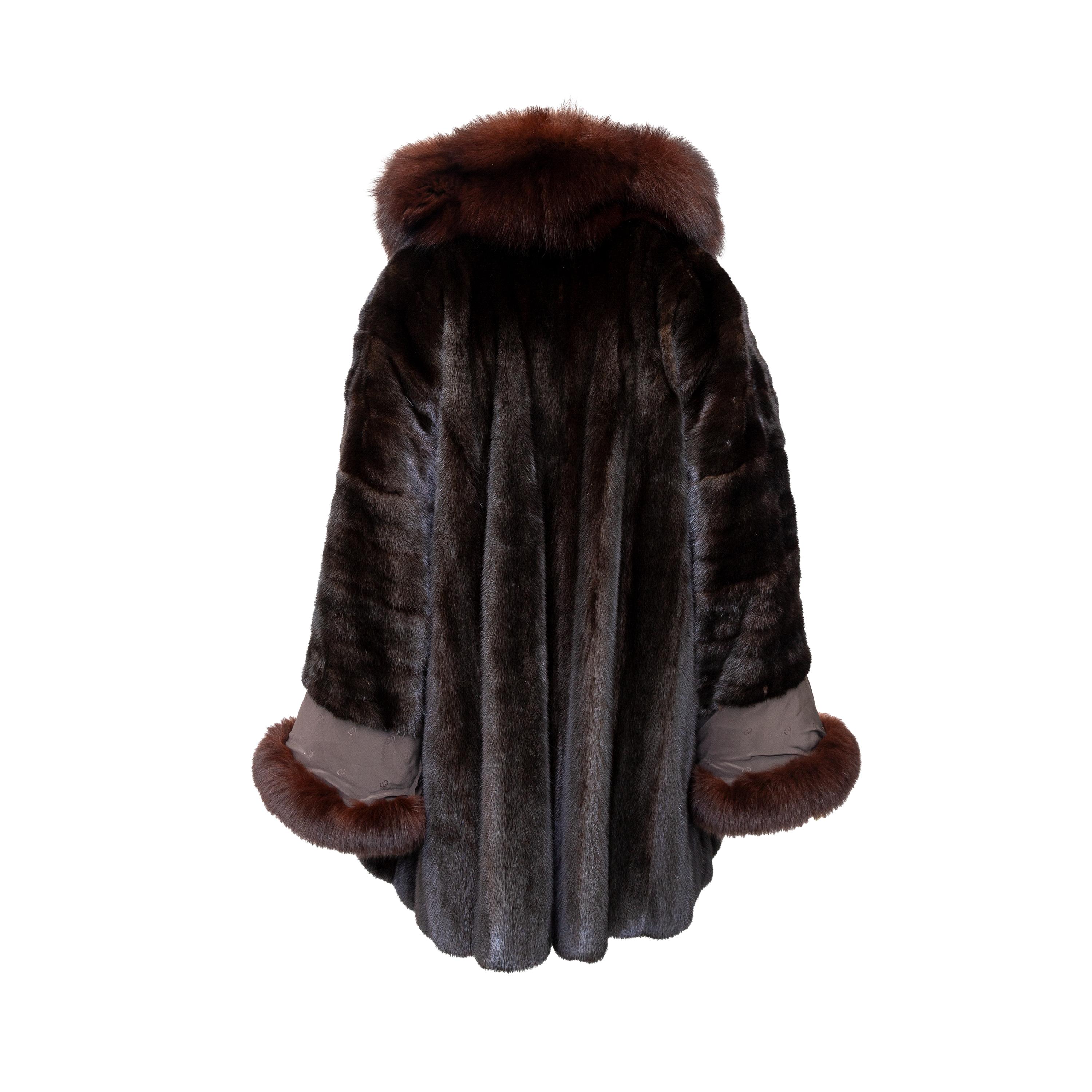 Black Christian Dior Boutique Fourrure Fur Coat For Sale