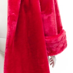 CHRISTIAN DIOR BOUTIQUE FOURRURE Vintage red faux fur swing mouton court coat