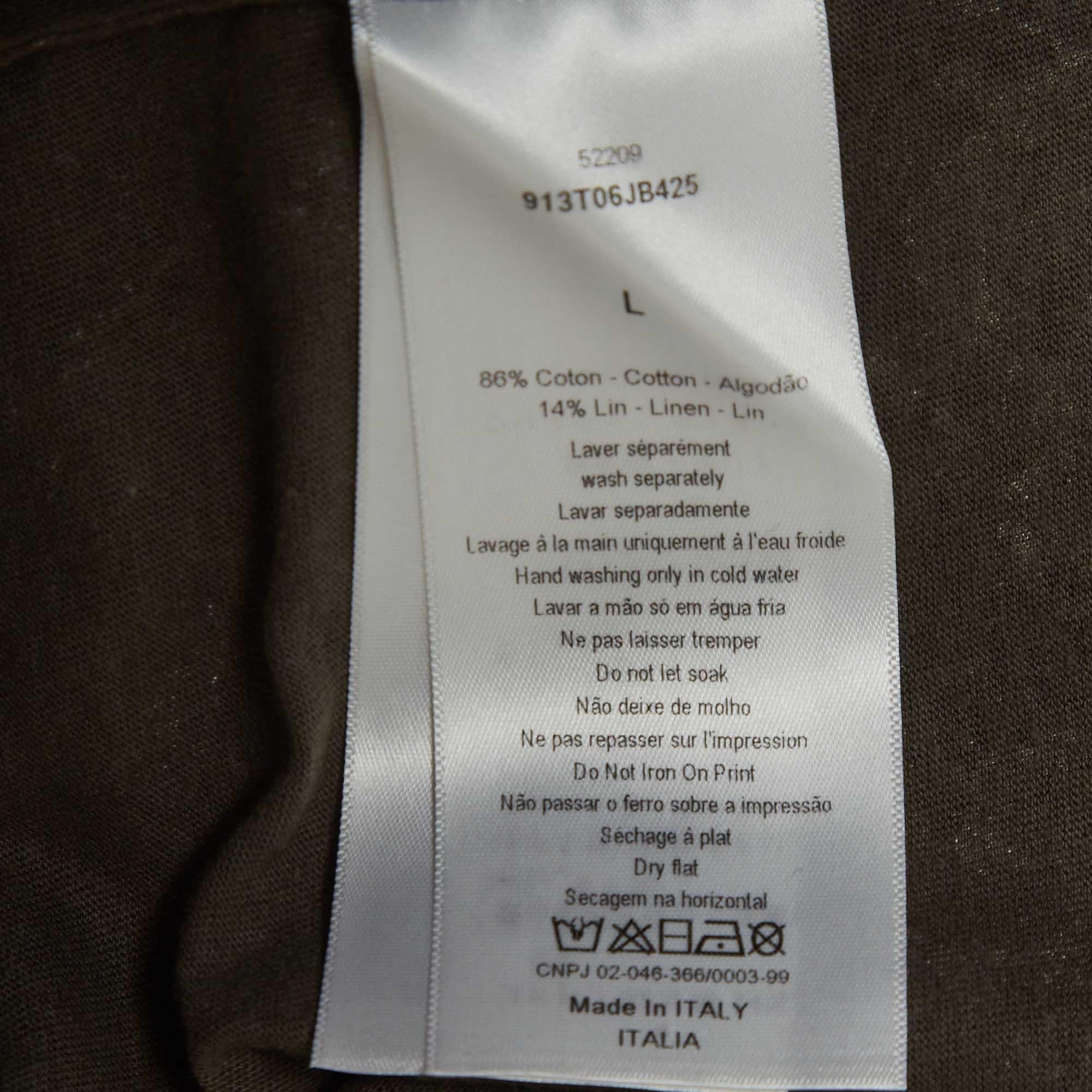  T-shirt col ras du cou vert imprimé Jungle Christian Dior Boutique L Pour femmes 
