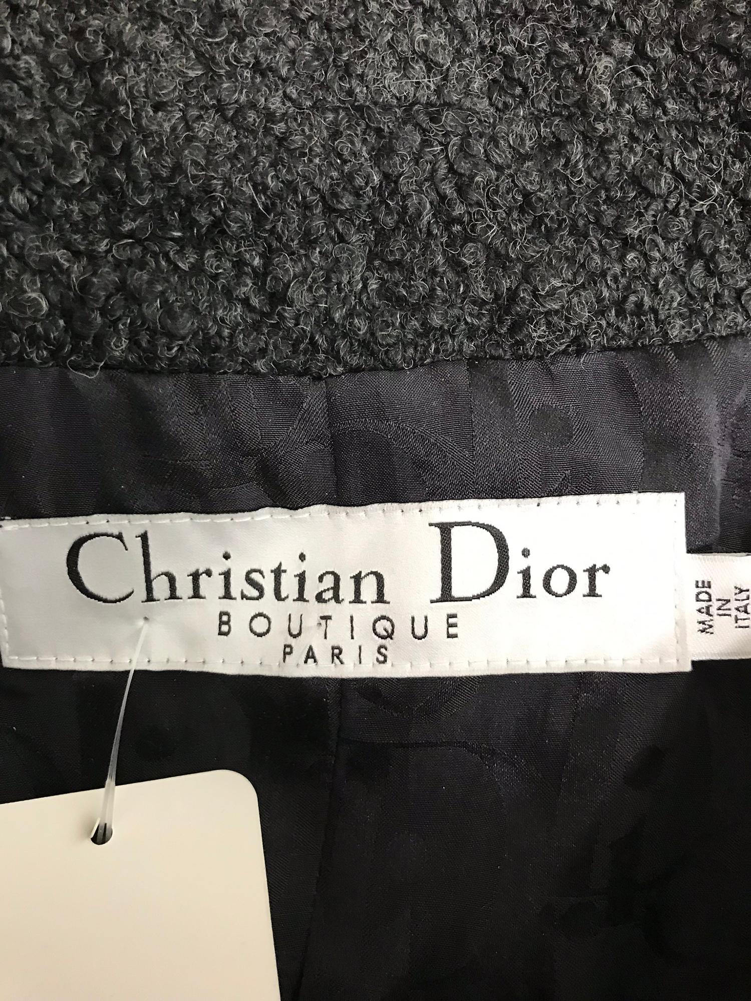 Christian Dior Boutique Grey Boucle Outside Seam Jacket 10