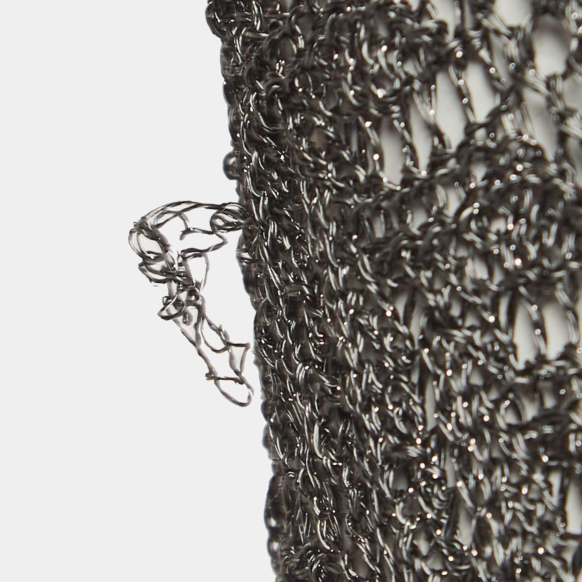 Christian Dior Boutique - Mini robe grise en maille crochetée à col bénitier S en vente 2