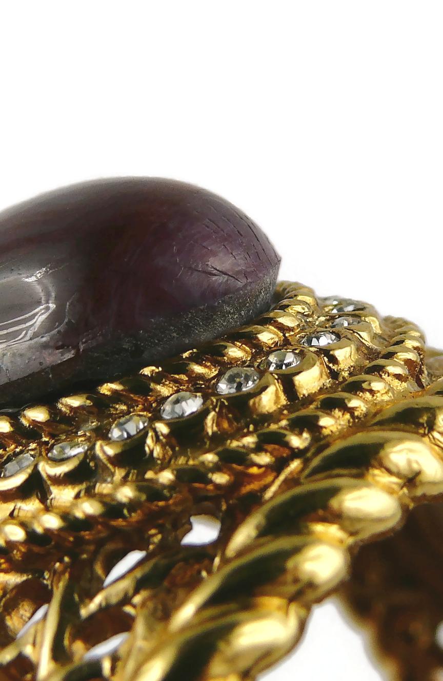 Christian Dior Boutique Massive Jewelled Gold Toned Latticework Cuff Bracelet For Sale 13