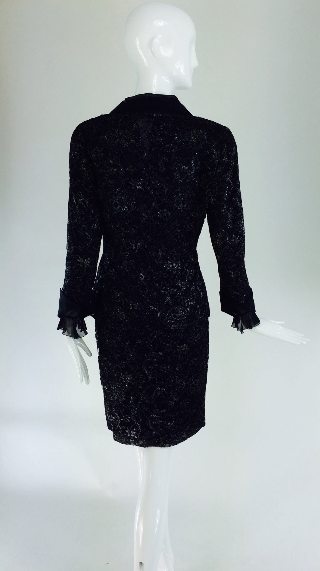 Christian Dior Boutique numbered black and silver lace skirt set For Sale 1