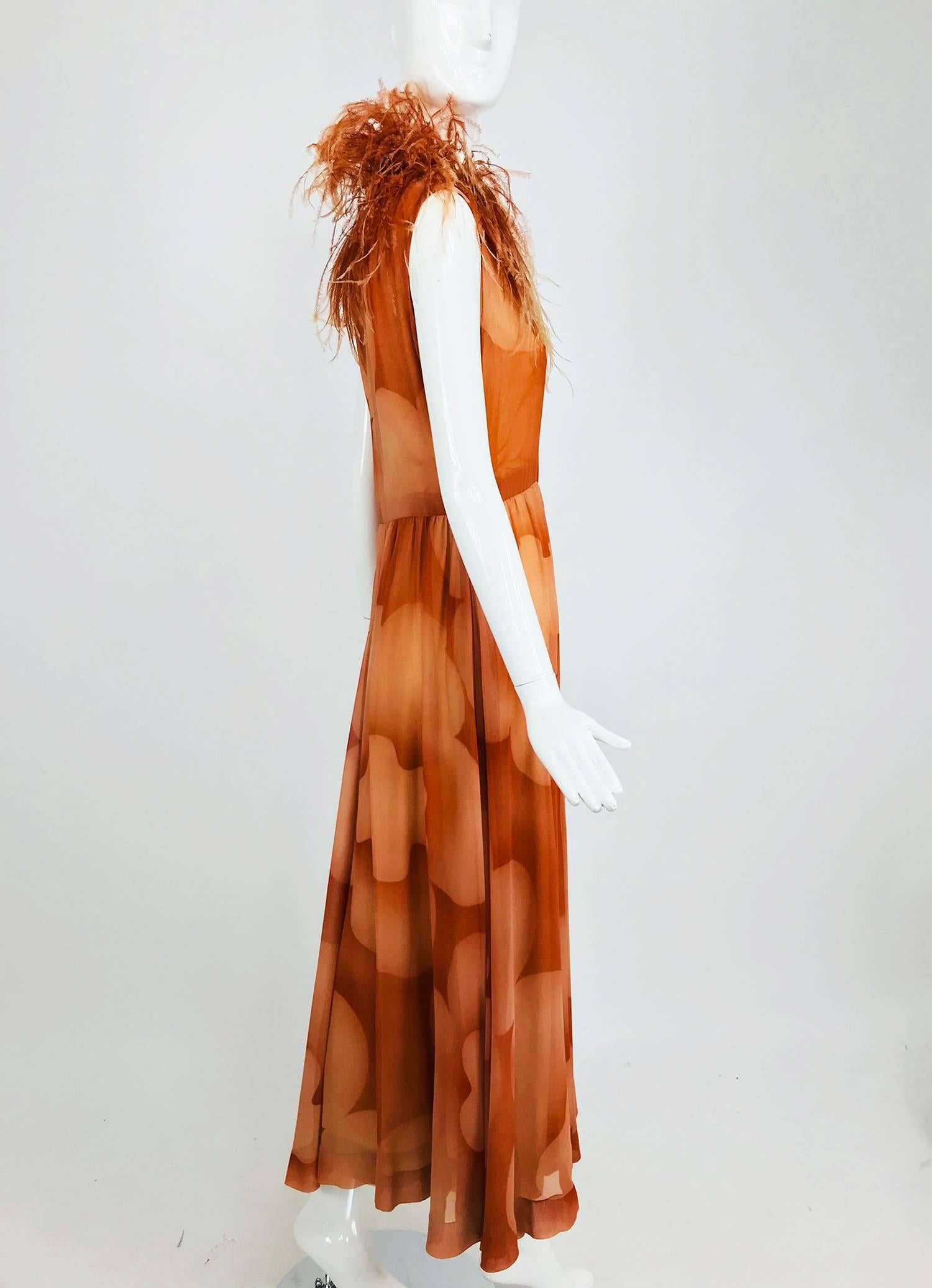 Christian Dior Boutique numbered silk chiffon feather trimmed maxi dress, 1960s 4