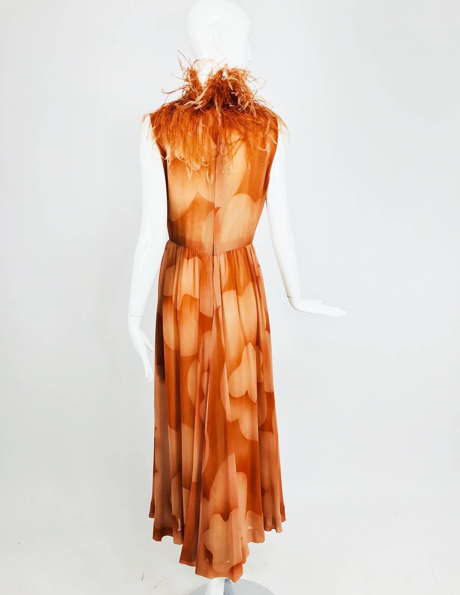 Women's Christian Dior Boutique numbered silk chiffon feather trimmed maxi dress, 1960s