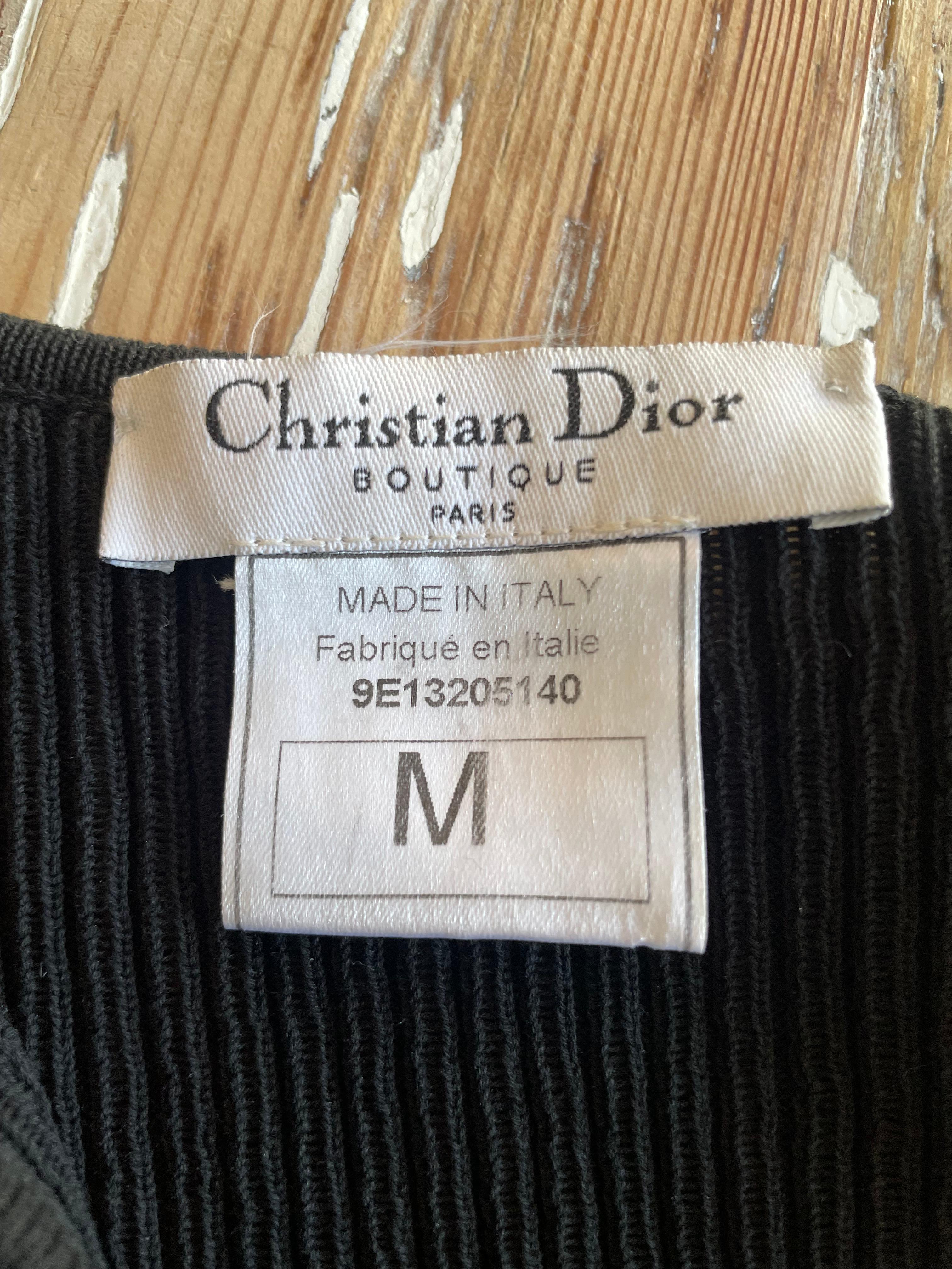 Christian Dior Boutique Paris 1990er Jahre Stretchy Top Schwarz Weiß Größe M Damen im Angebot