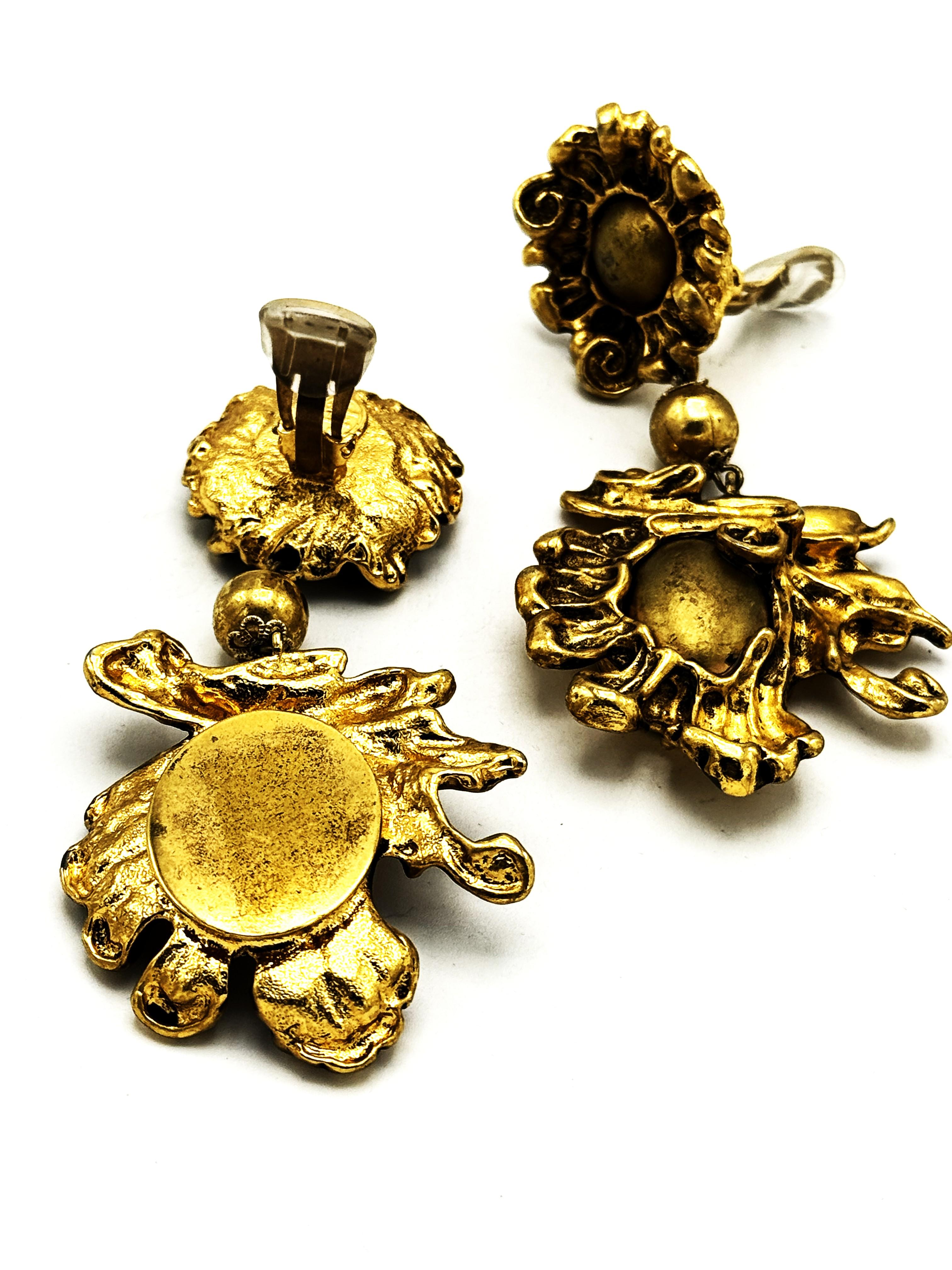 CHRISTIAN DIOR BOUTIQUE PARIS, clip-on earring, metal dore en vente 2