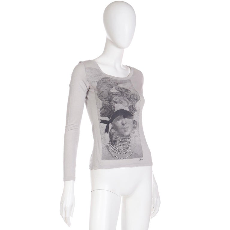 Christian Dior Boutique Paris Marie Antoinette Inspired Graphic T-Shirt 2000 For Sale 1