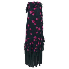 Christian Dior Boutique Paris - Robe bustier sans bretelles imprimée tulipe  Robe longue des années 1970