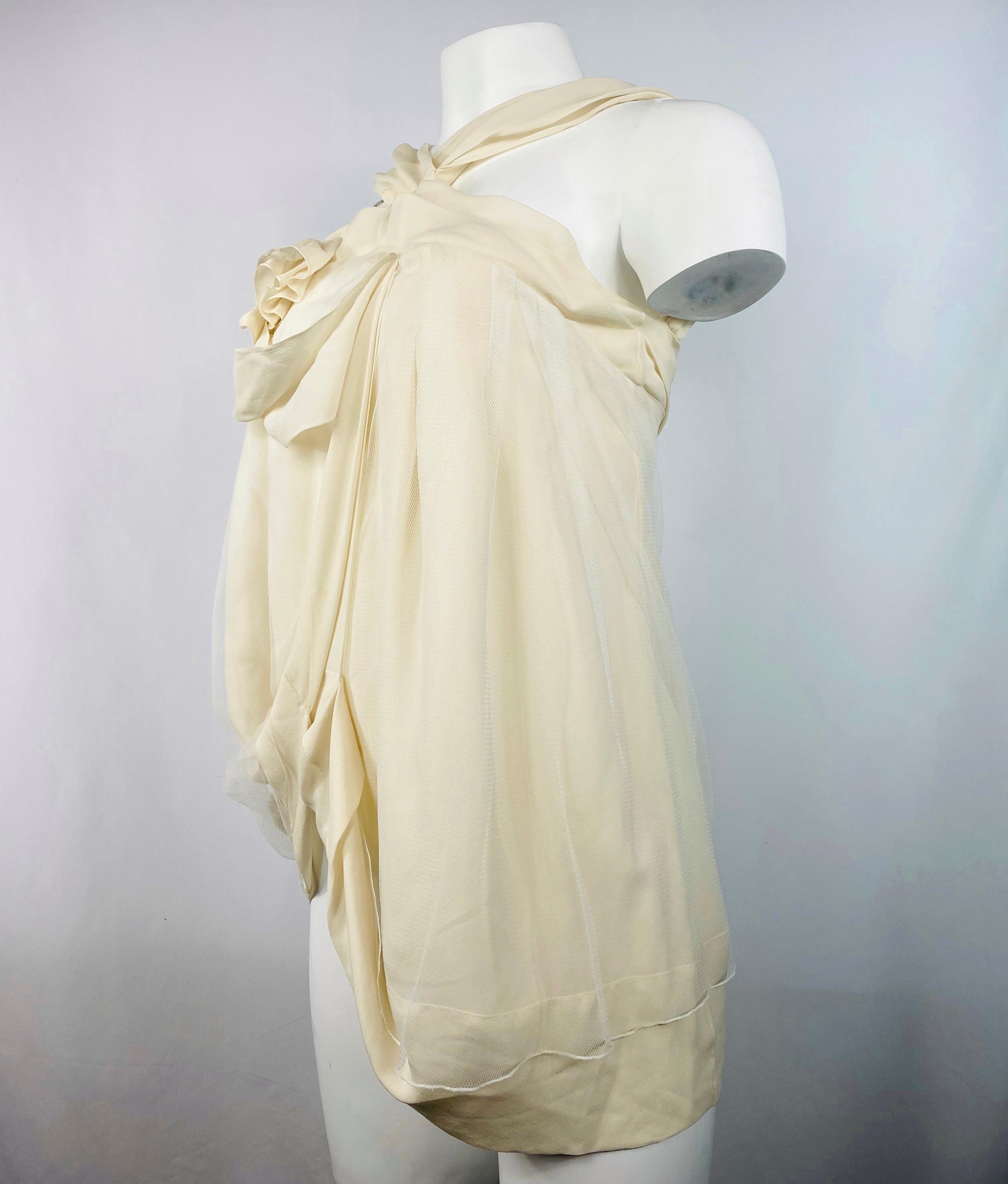 Christian Dior Boutique Paris White Silk Sleeveless Top Size 38 In Excellent Condition In Beverly Hills, CA