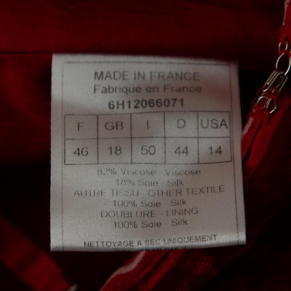 Christian Dior Boutique Red Devoré Velvet Chiffon Draped Gown XL 2