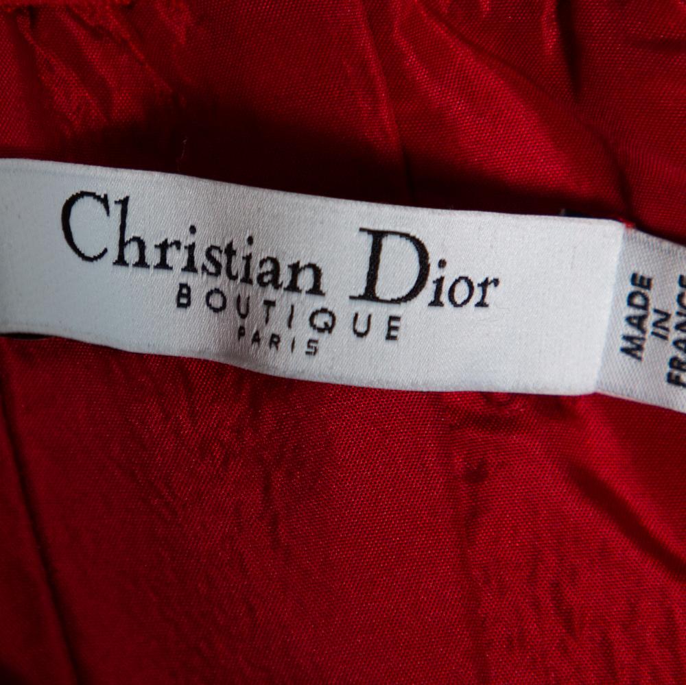 Christian Dior Boutique Red Devoré Velvet Chiffon Draped Gown XL 3