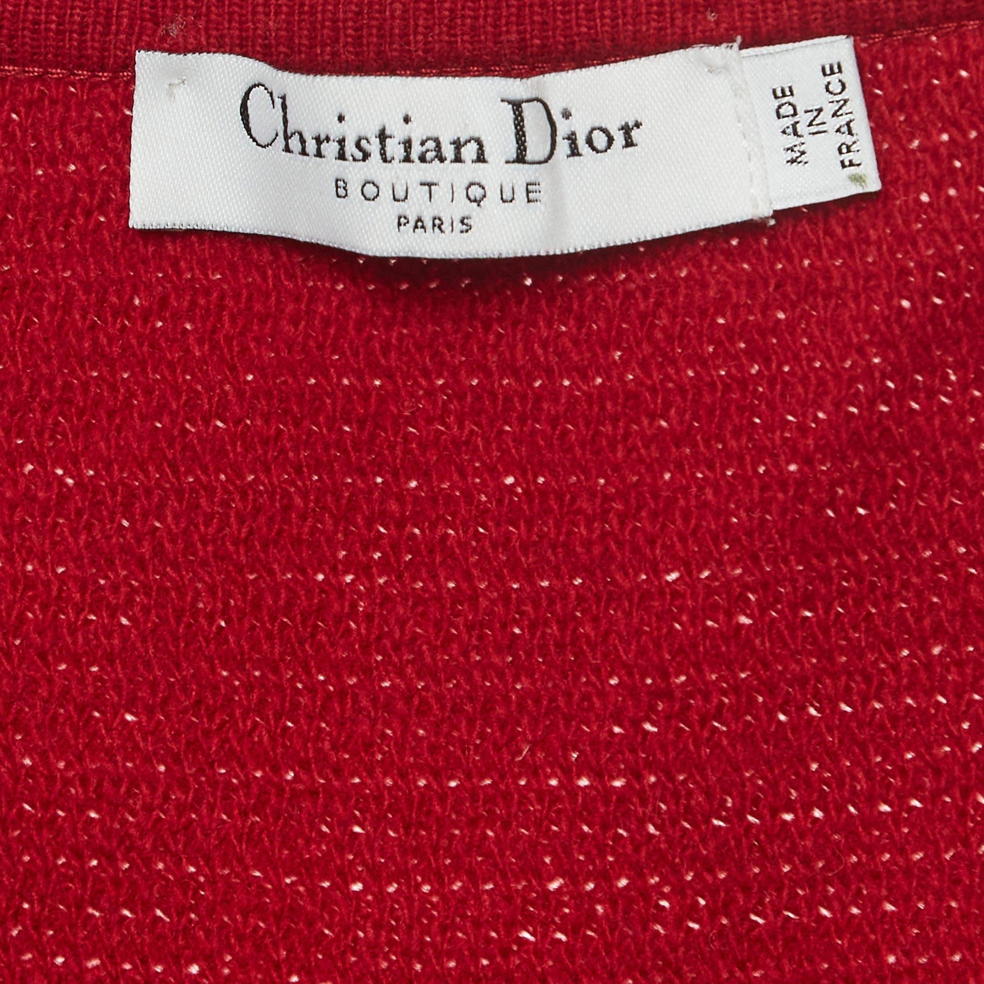 Women's Christian Dior Boutique Red Wool Blend Knit Sweater L For Sale