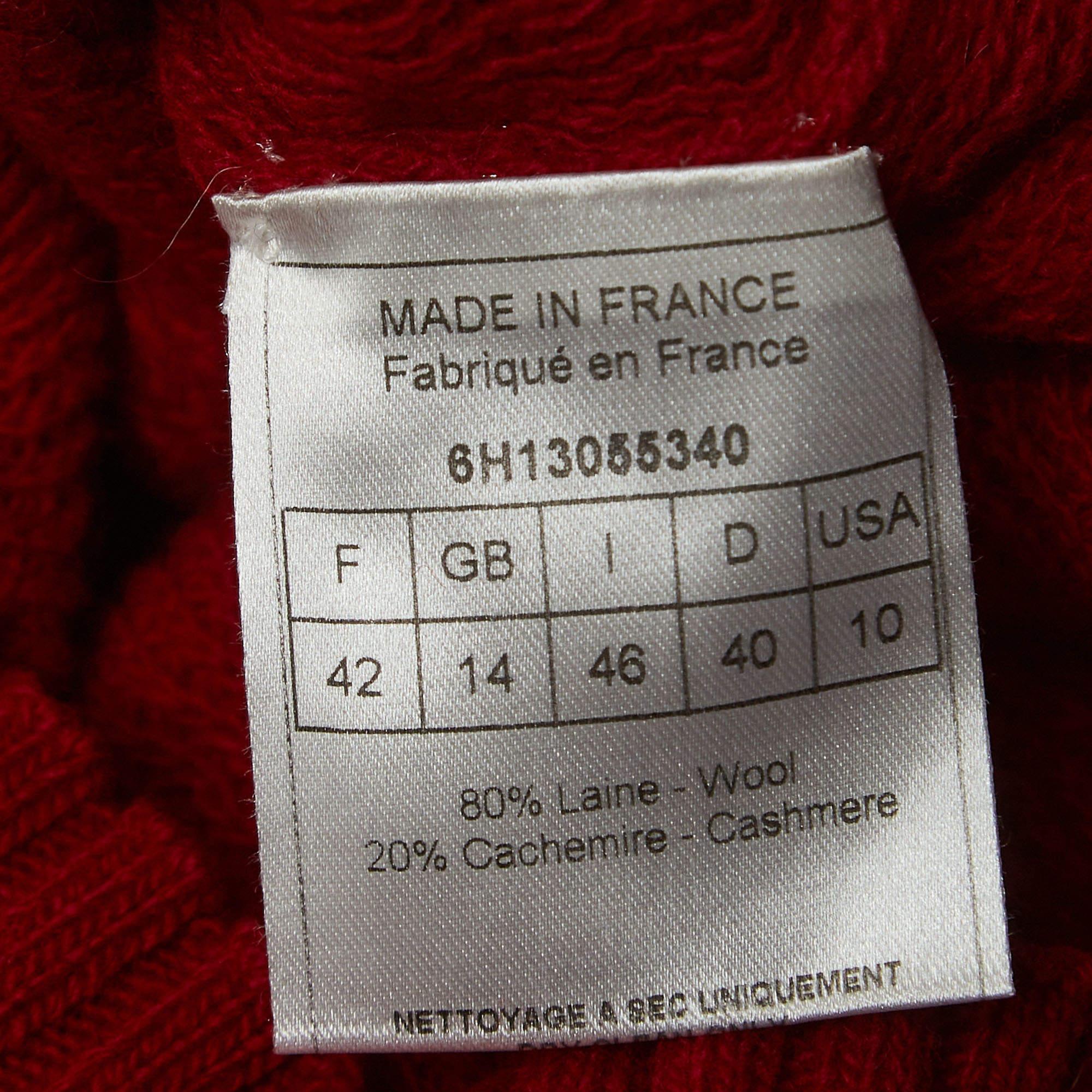 Christian Dior Boutique - Pull en maille de laine rouge L en vente 1