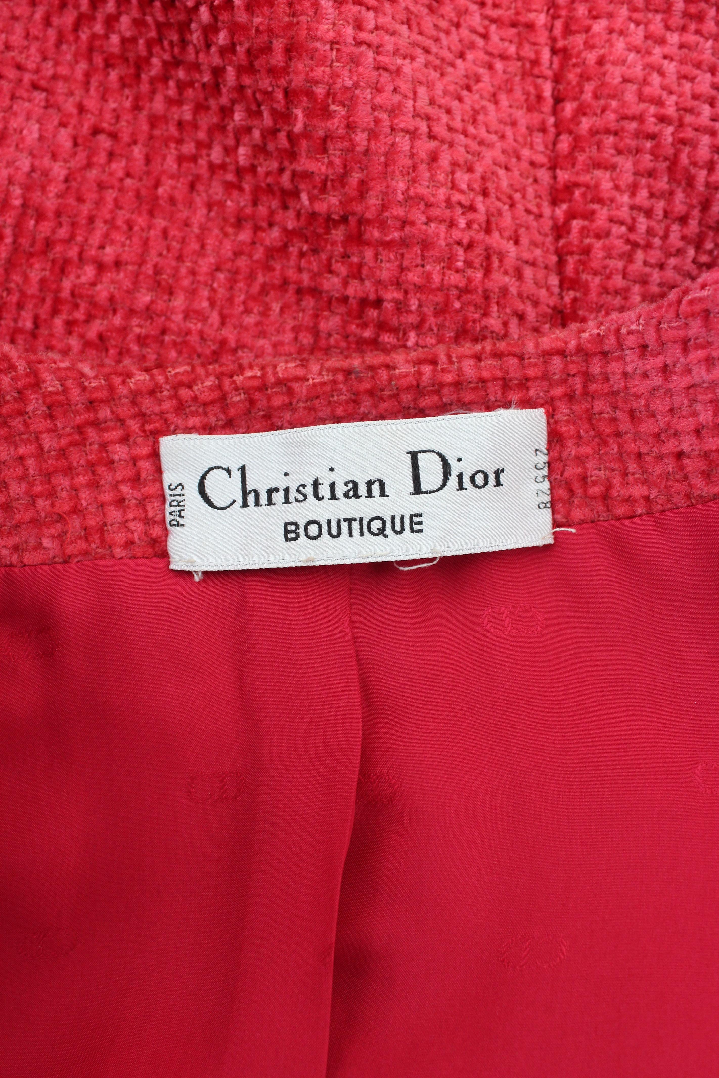 Christian Dior Boutique Red Wool Boucle Evening Blazer 1980s 3