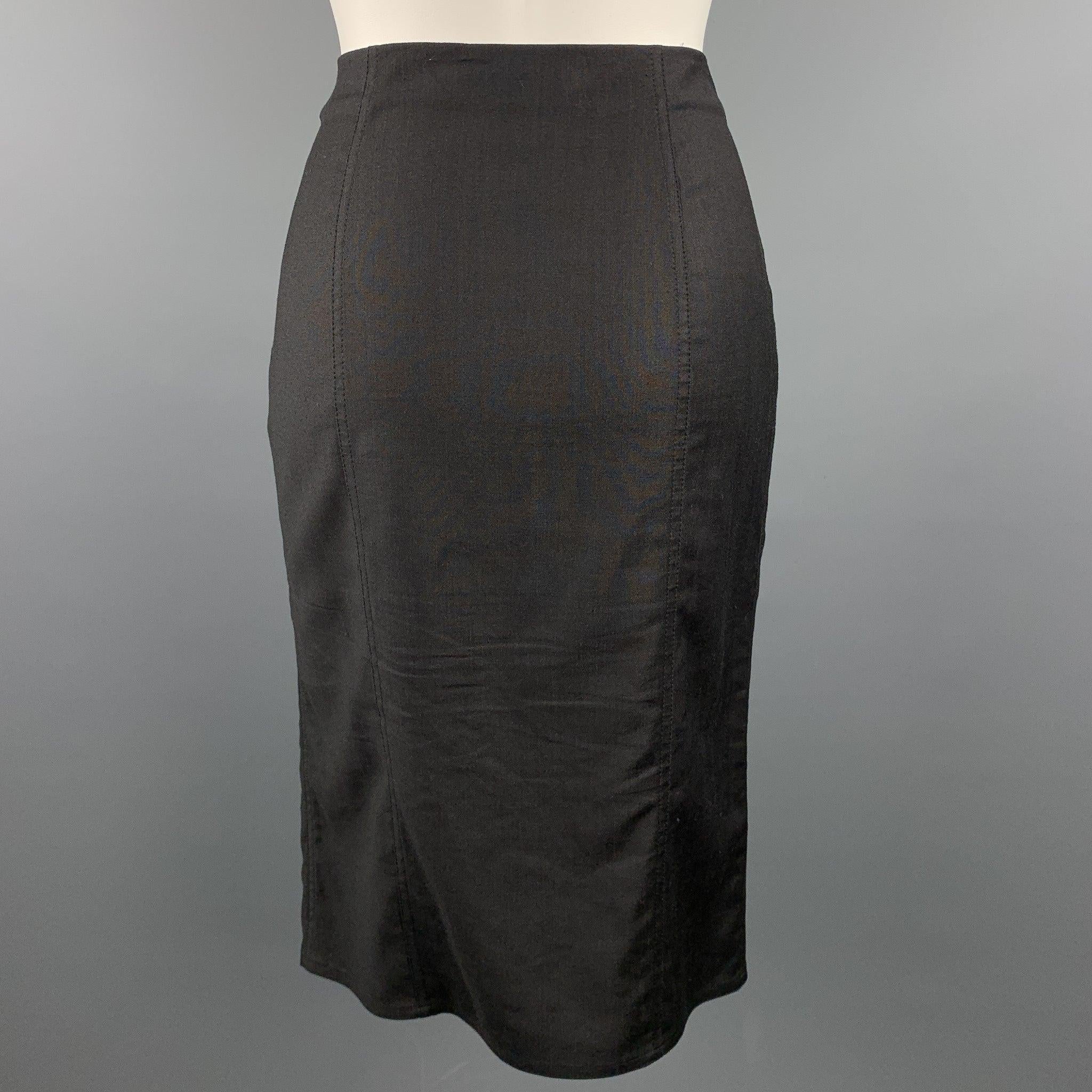 CHRISTIAN DIOR BOUTIQUE Size 6 Black Viscose Blend Pencil Skirt In Good Condition For Sale In San Francisco, CA