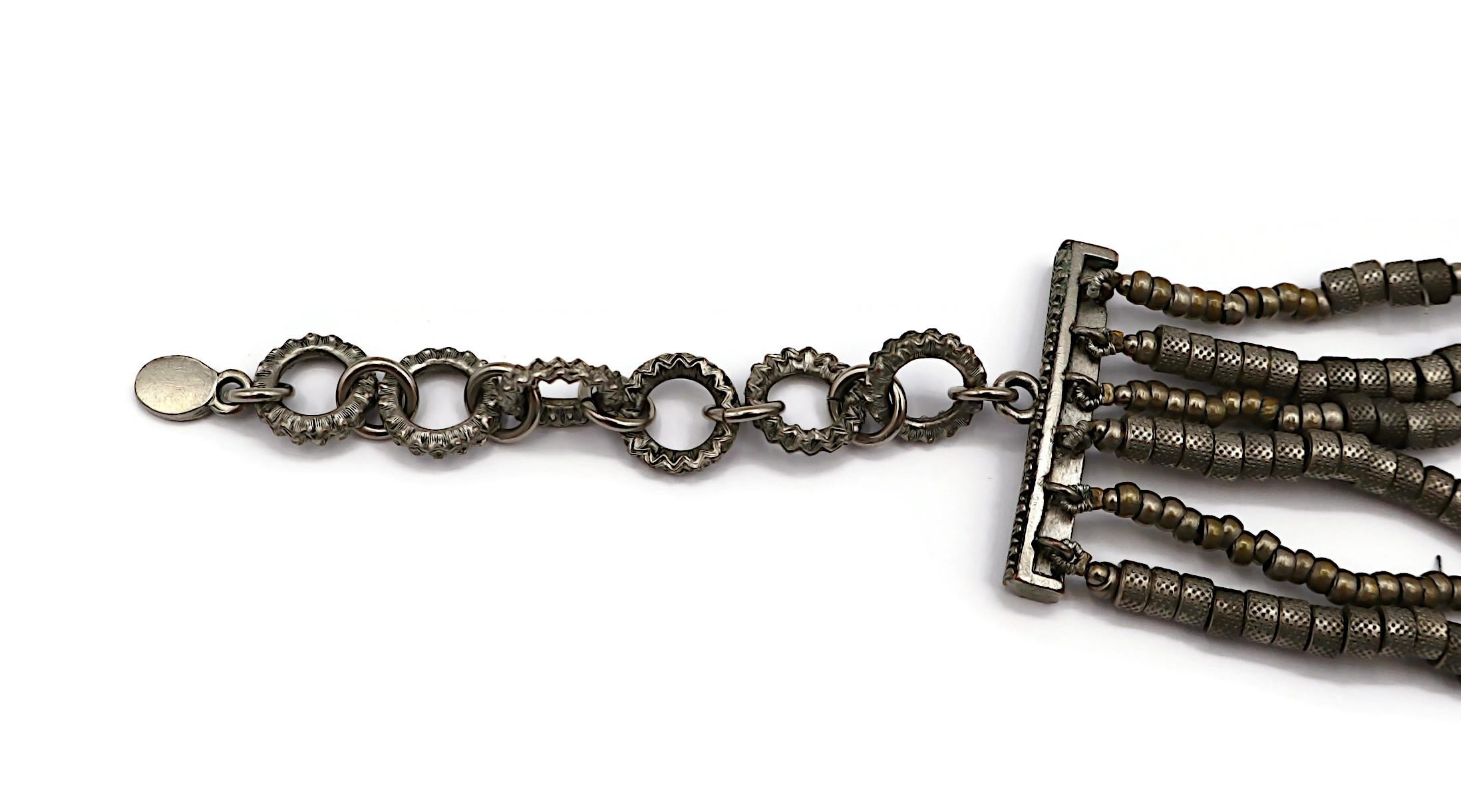 CHRISTIAN DIOR Collar multitiras vintage envejecido en tono plateado en venta 9