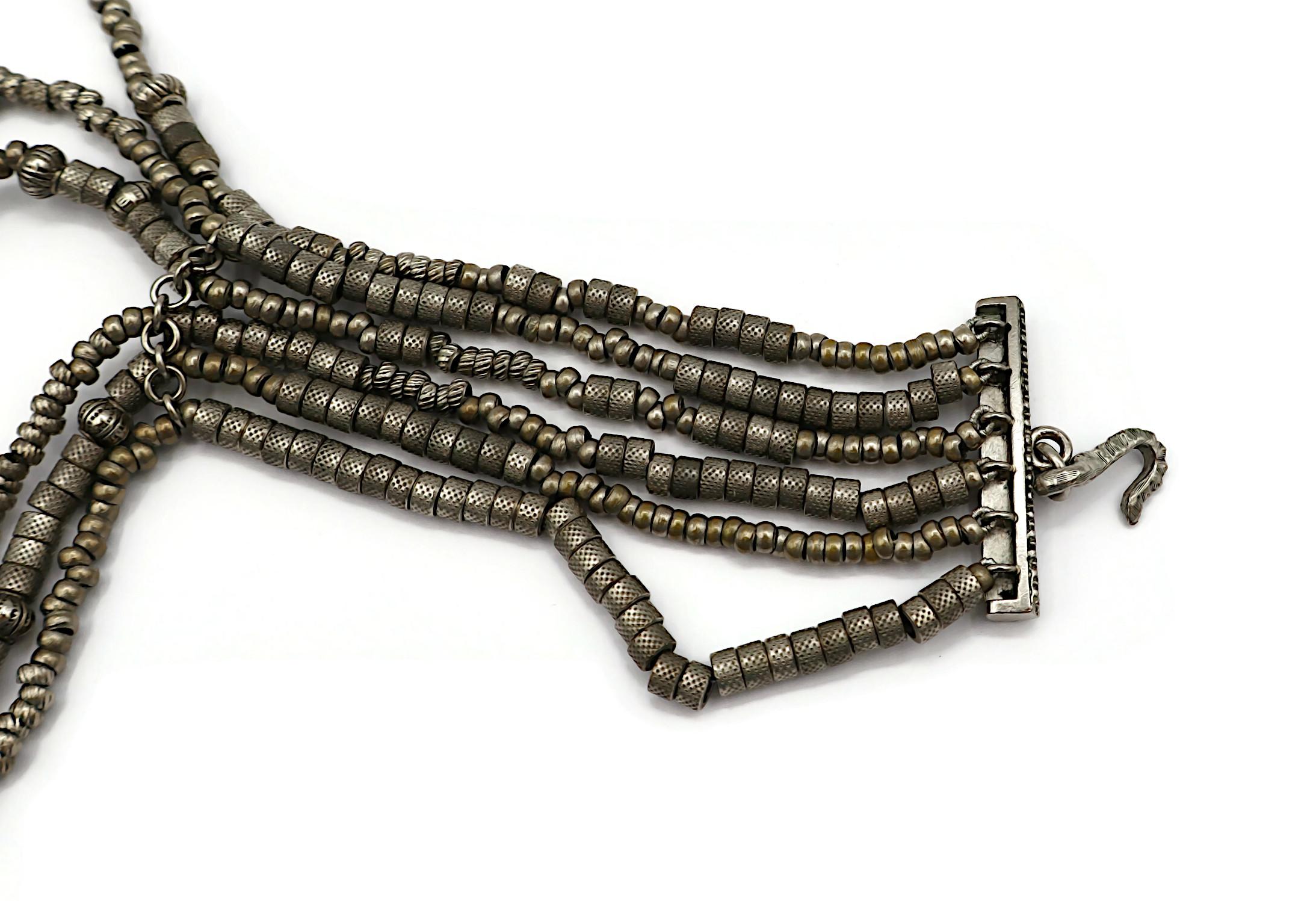 CHRISTIAN DIOR Collar multitiras vintage envejecido en tono plateado en venta 15
