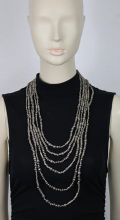 CHRISTIAN DIOR Boutique Vintage Antiqued Silberfarbene mehrreihige Vintage-Halskette