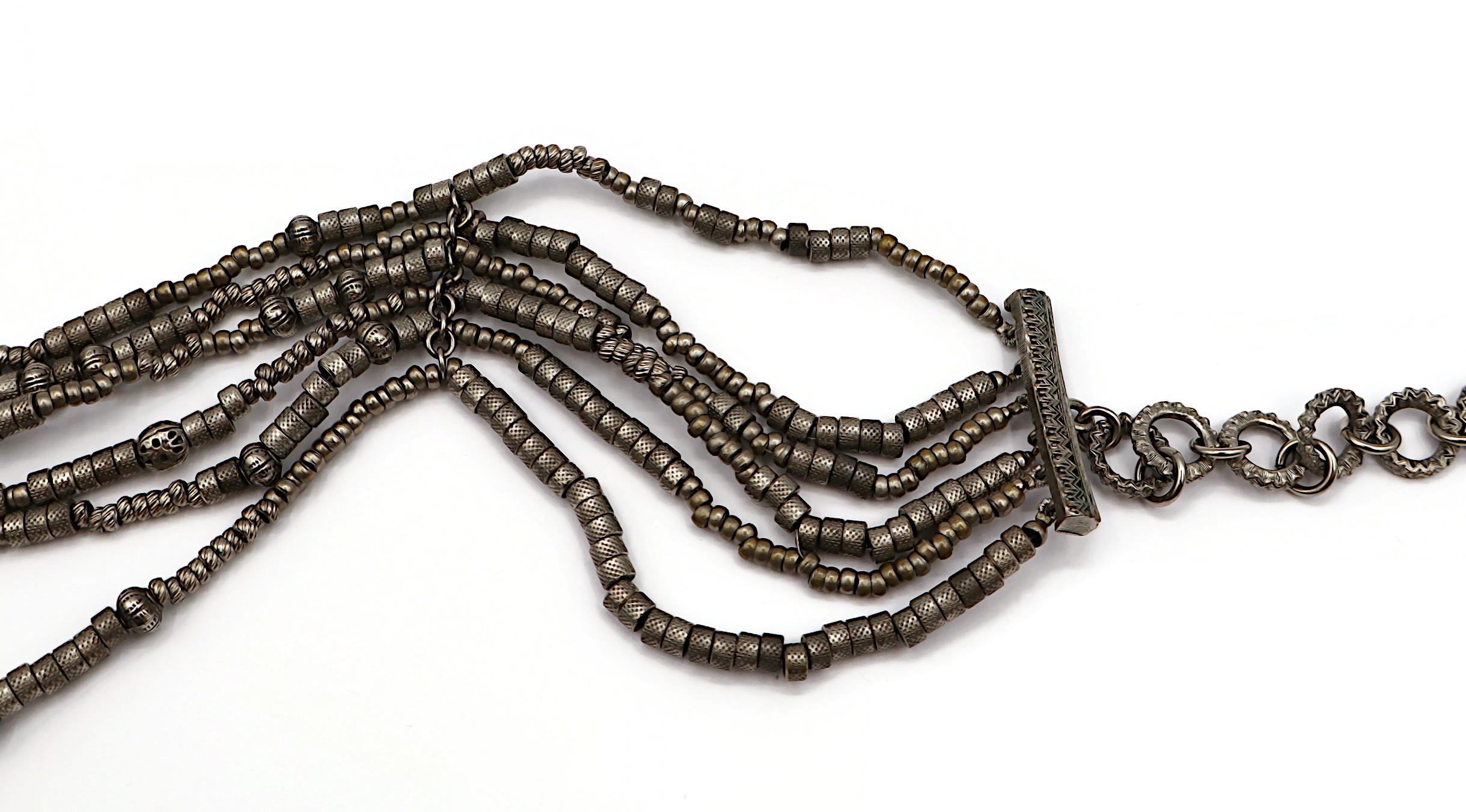 CHRISTIAN DIOR Collar multitiras vintage envejecido en tono plateado en venta 6