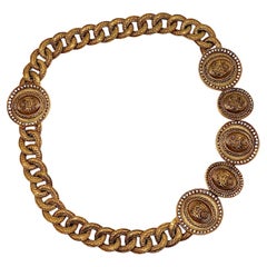 CHRISTIAN DIOR BOUTIQUE Vintage Chunky Medallion Crest Chain Belt Necklace