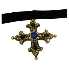 Christian Dior Boutique Vintage Embellished Cross Pendant 