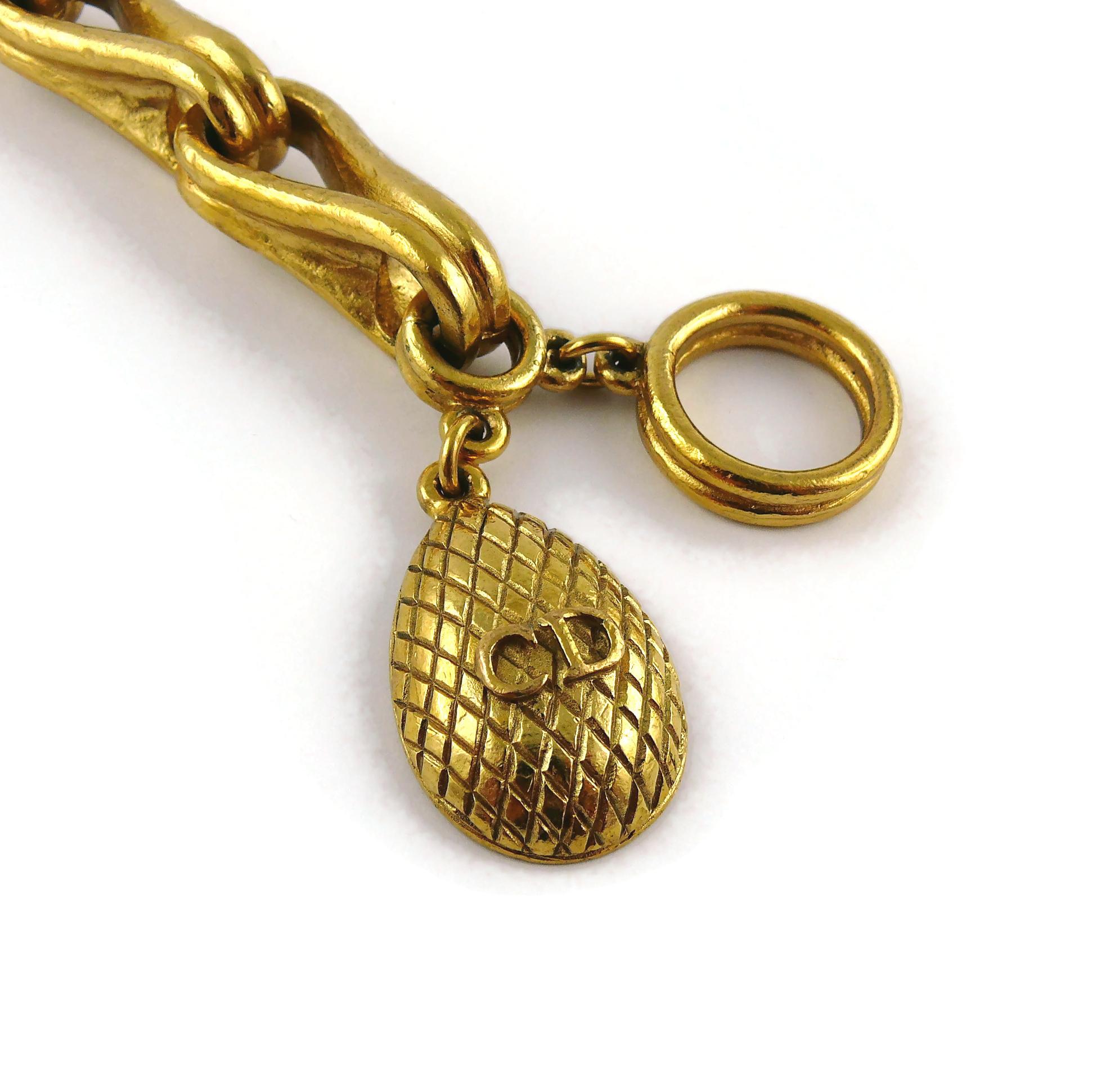 Christian Dior Boutique Vintage Gold Toned Charm Bracelet 3