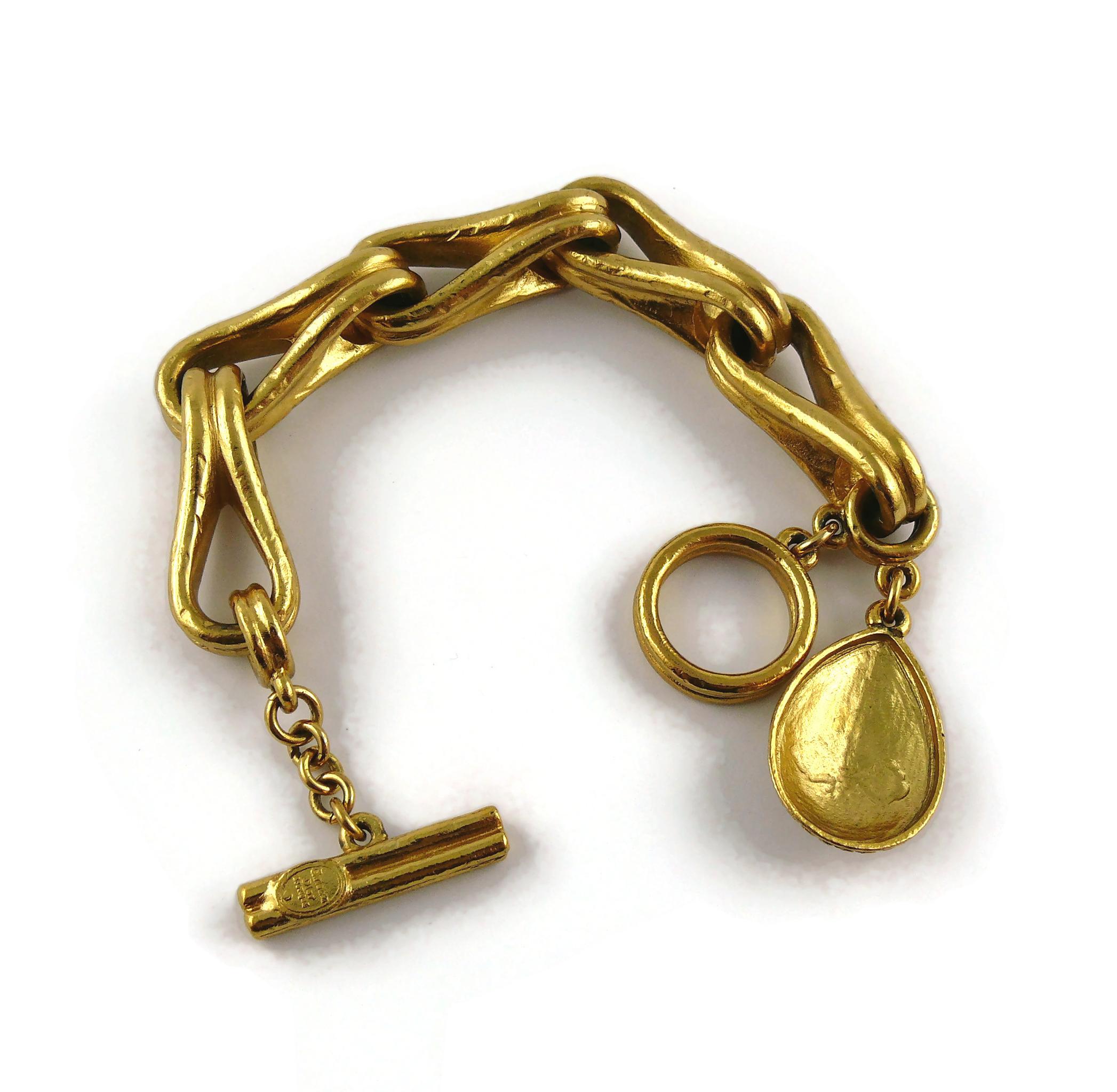 Christian Dior Boutique Vintage Gold Toned Charm Bracelet 7