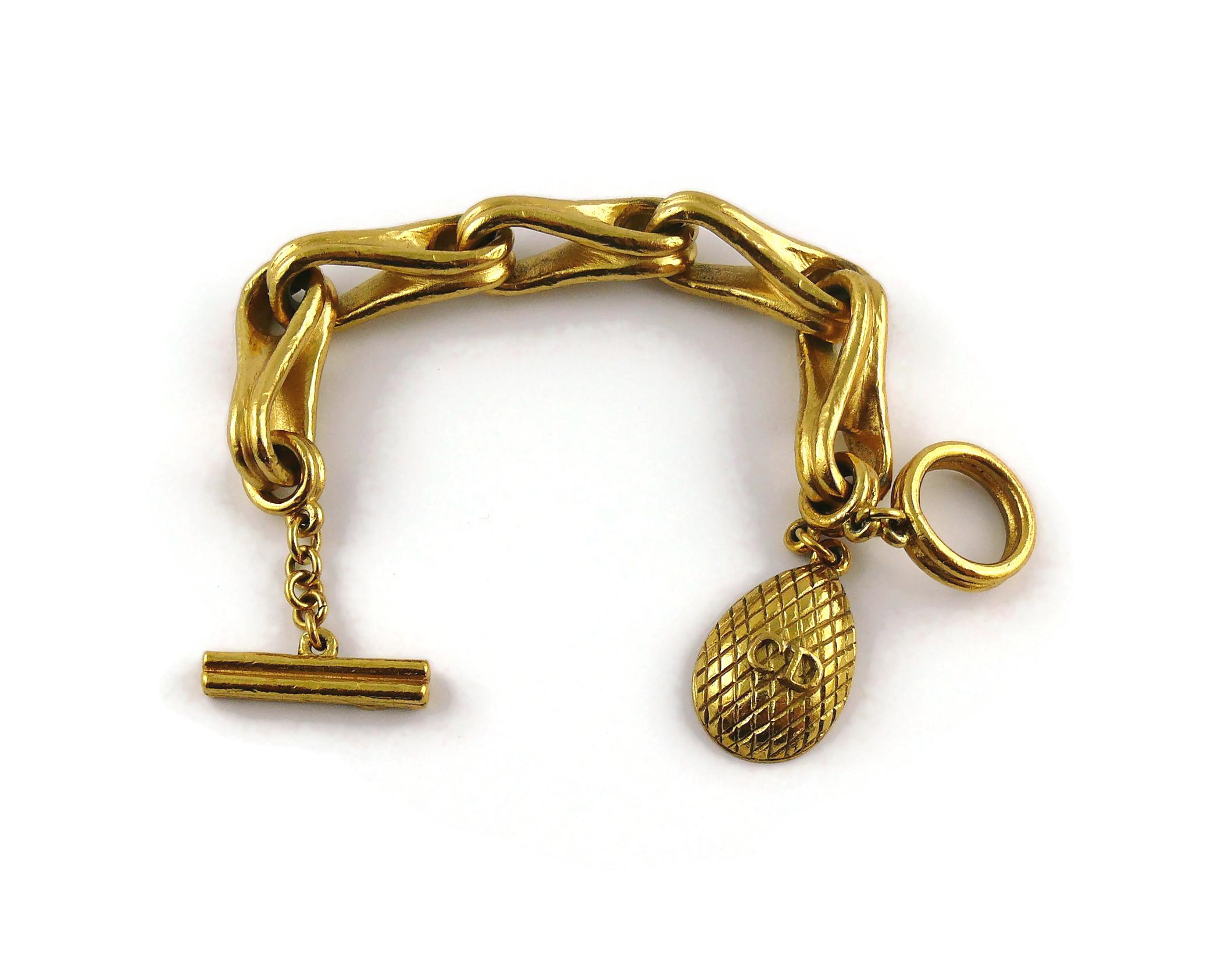 Christian Dior Boutique Vintage Gold Toned Charm Bracelet 8