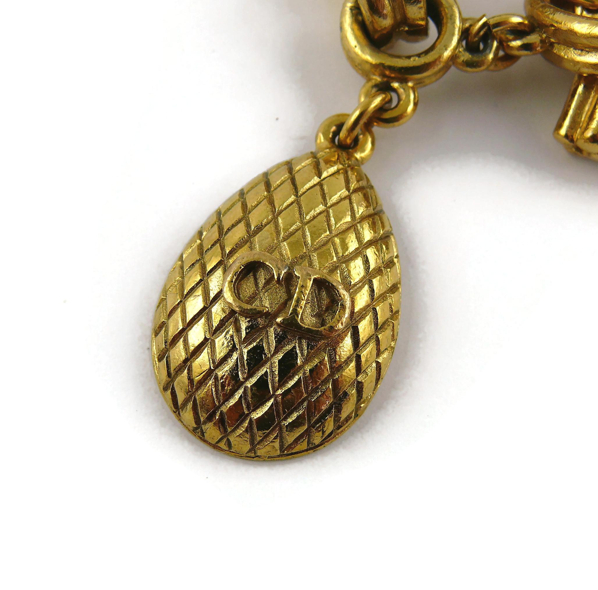 Christian Dior Boutique Vintage Gold Toned Charm Bracelet 10