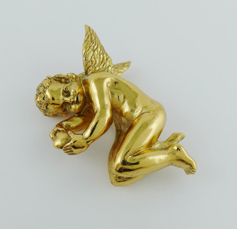 Christian Dior Boutique Vintage Gold Toned Cherub Brooch